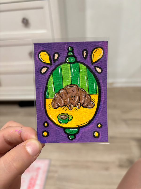 Jellycat Croissant | Toy Illustration aceo art card