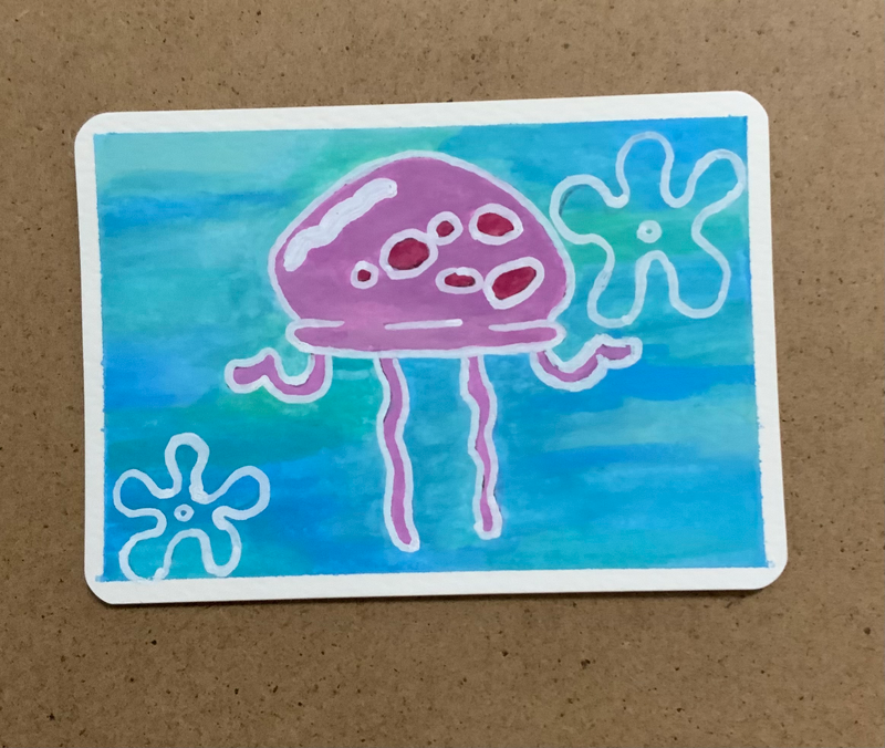 SpongeBob Jellyfish Original aceo art card
