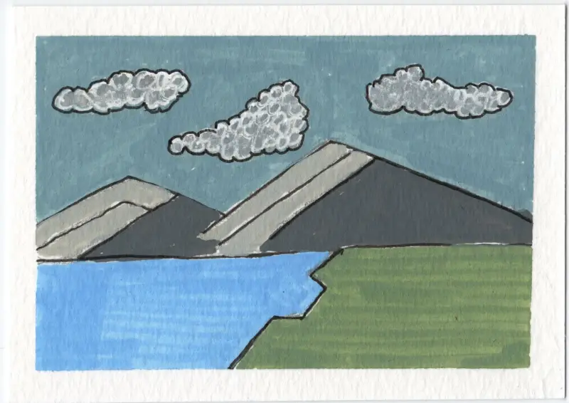 Simple Moutains aceo art card