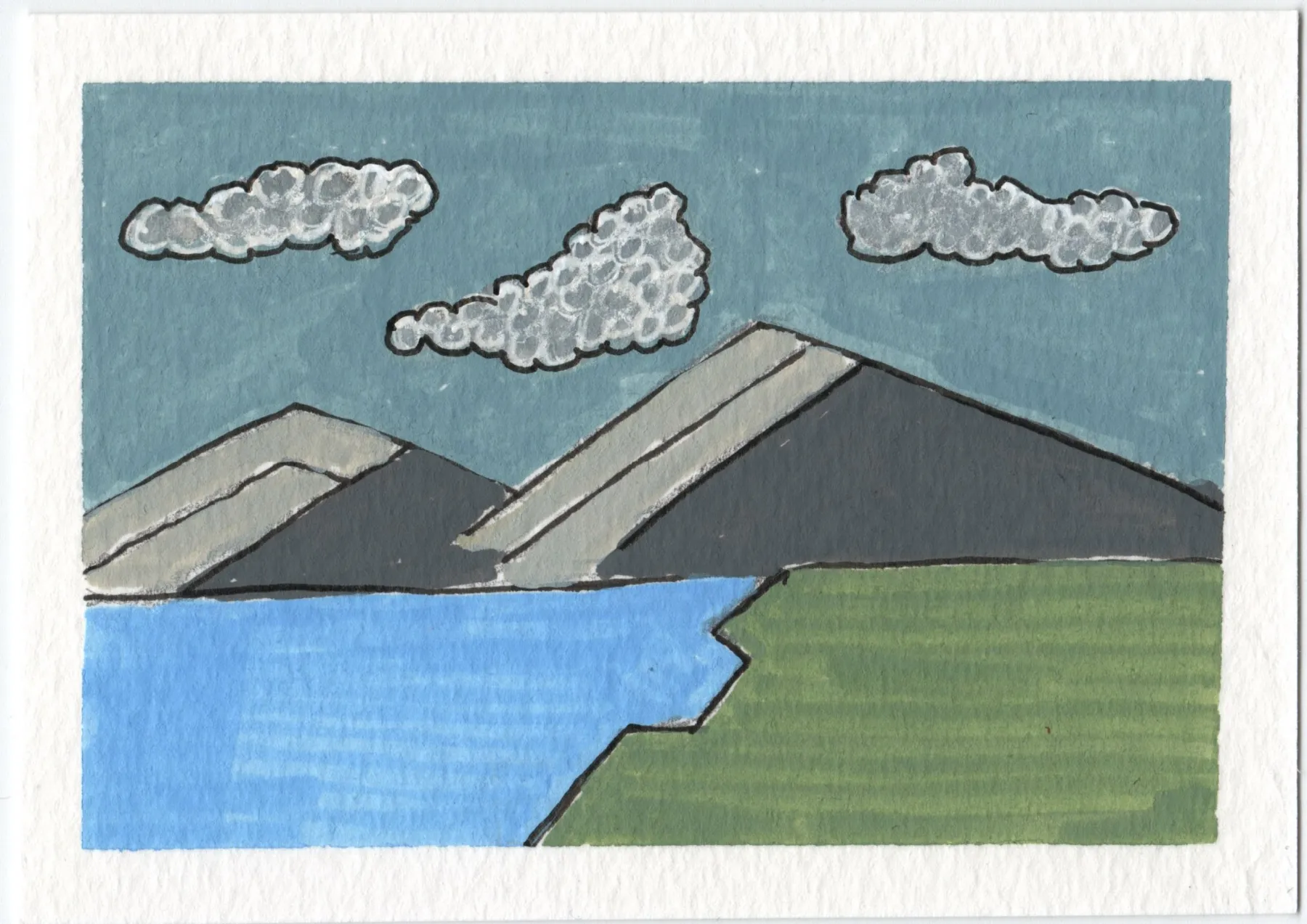 Simple Moutains aceo art card