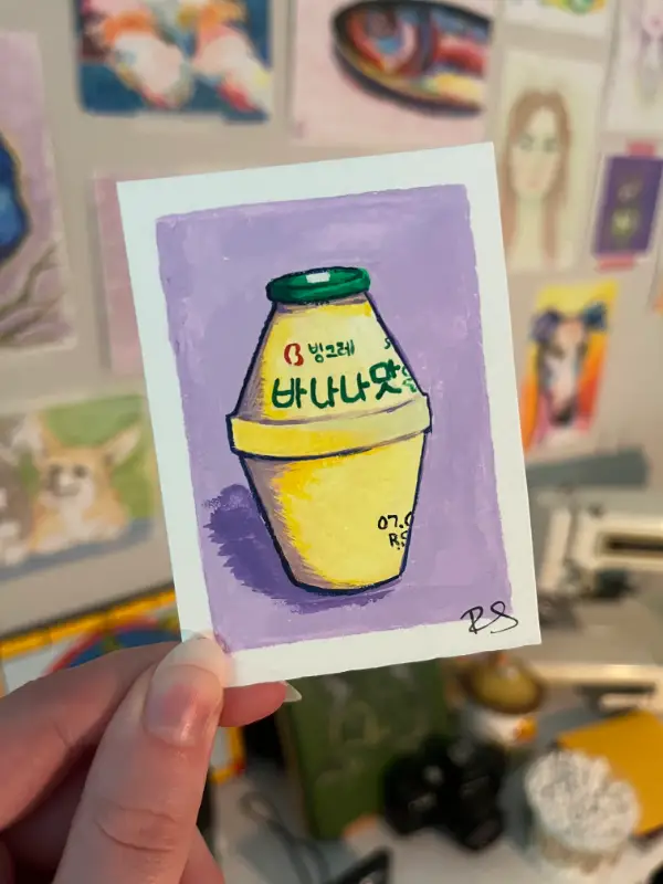 바나나맛 우유 / Banana Milk aceo art card