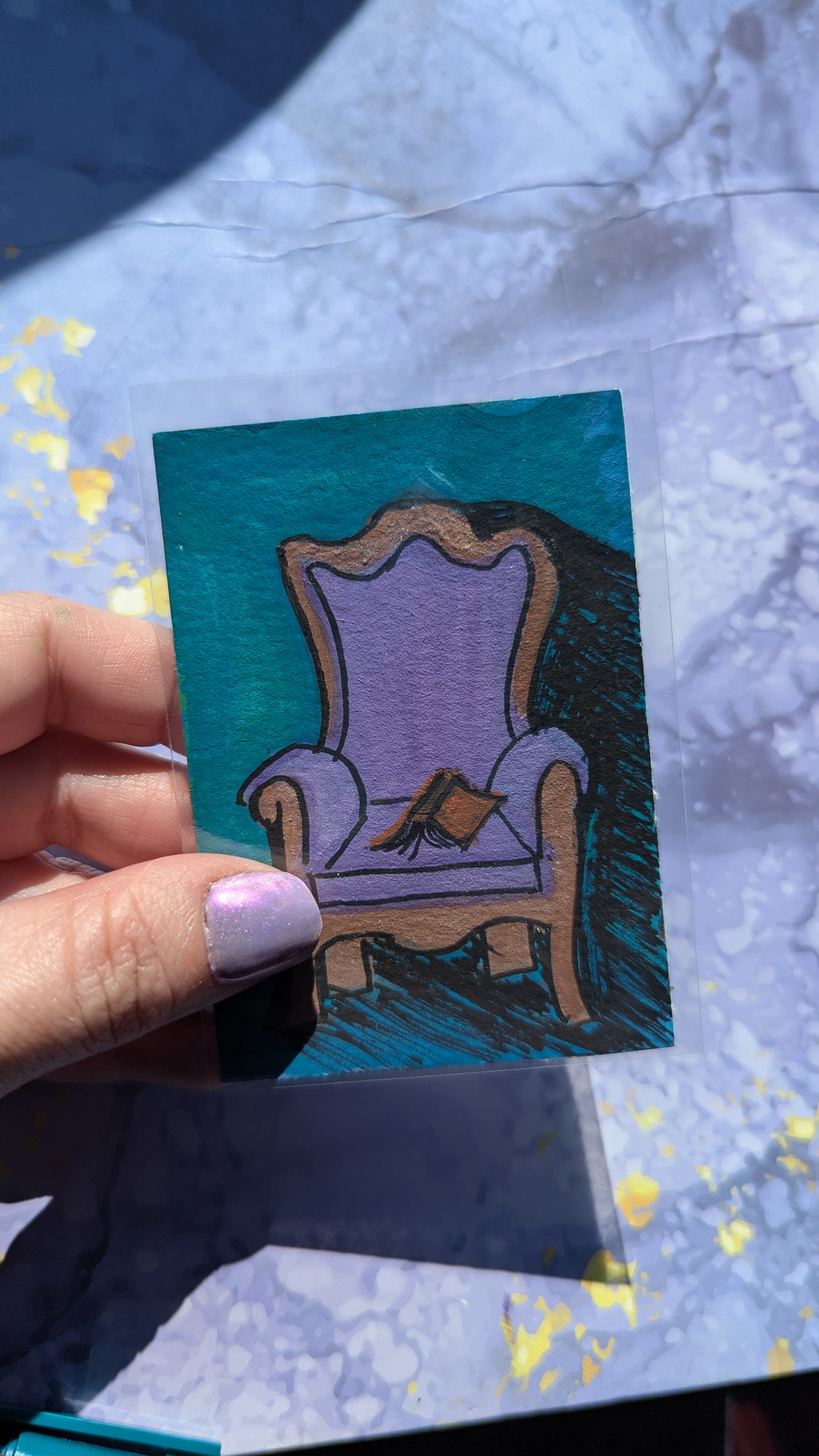Cozy Armchair Detective aceo art card thumbnail 1