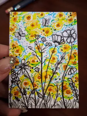 With Wildflowers aceo art card thumbnail 1