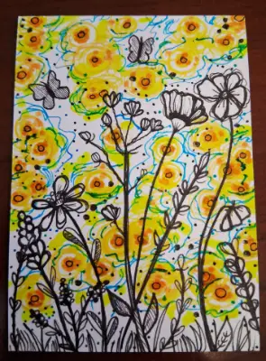 With Wildflowers aceo art card thumbnail 3