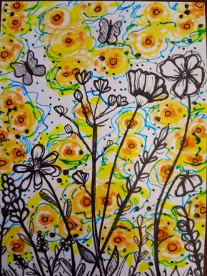 With Wildflowers aceo art card thumbnail 4