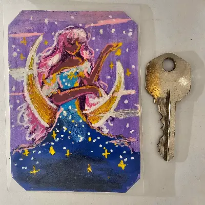 Moon Maiden aceo art card thumbnail 2