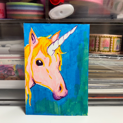 Peachy Unicorn - Series Unicorn 2/6 aceo art card thumbnail 1