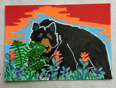 Secret Life of Bears: Twighlight Bear aceo art card thumbnail 1