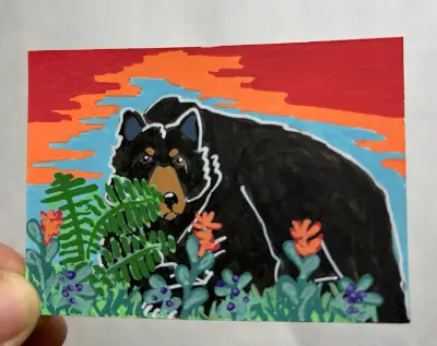 Secret Life of Bears: Twighlight Bear aceo art card thumbnail 2