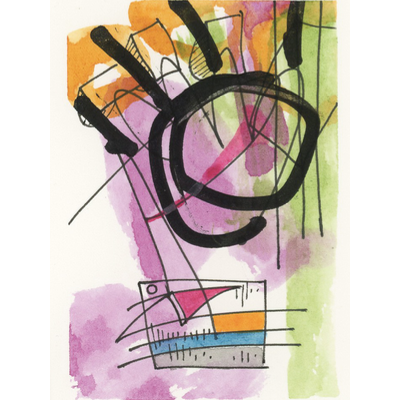 Pink burst aceo art card thumbnail 1