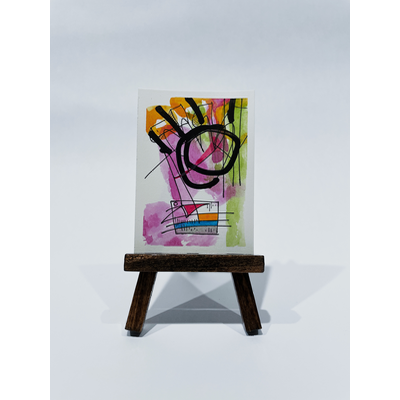 Pink burst aceo art card thumbnail 2