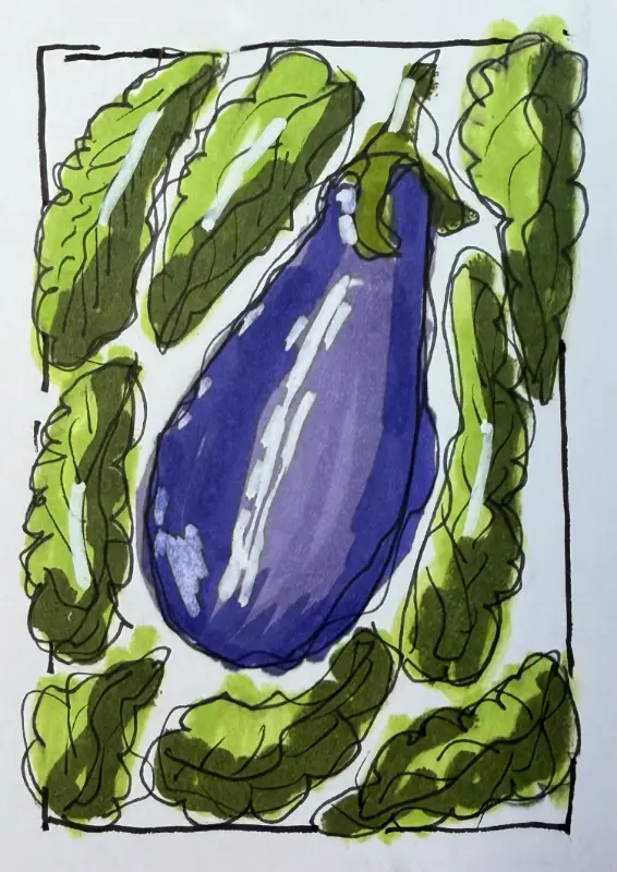 Eggplant aceo art card
