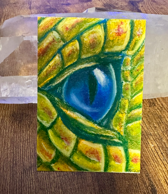 Dragon Eye ACEO Artwork by Fantasy Artist Nina Original Oil Pastels aceo art card thumbnail 1