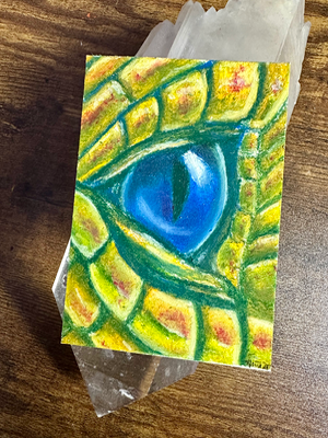 Dragon Eye ACEO Artwork by Fantasy Artist Nina Original Oil Pastels aceo art card thumbnail 2