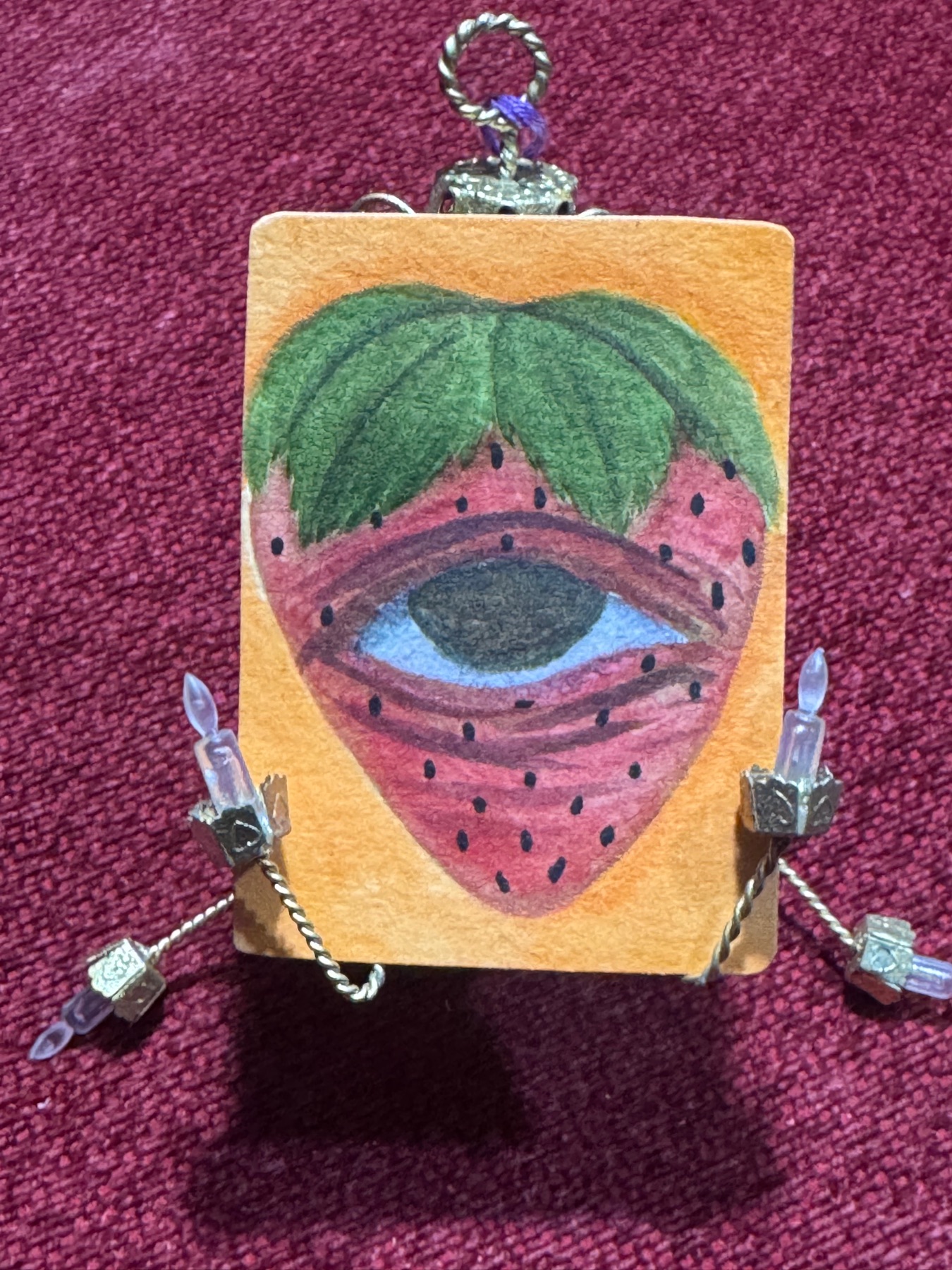 Strawberry Eye aceo art card