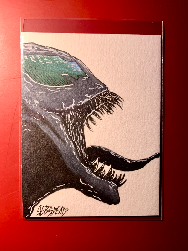 Original fanart aceo Venom hand painted artist trading card aceo art card