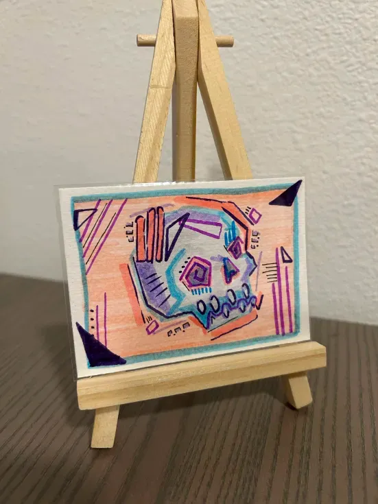 Skull aceo art card