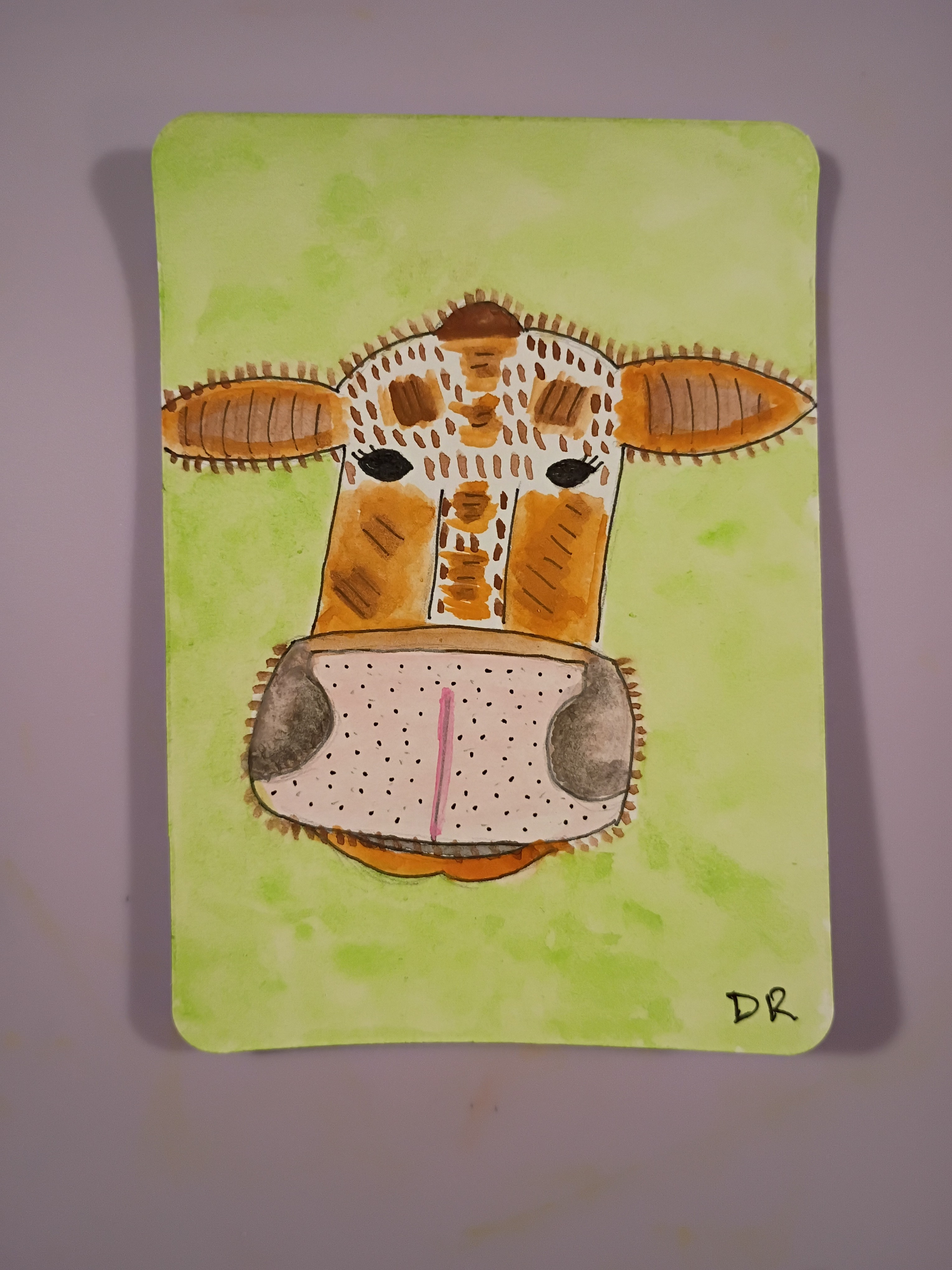 Cutsie Cow aceo art card