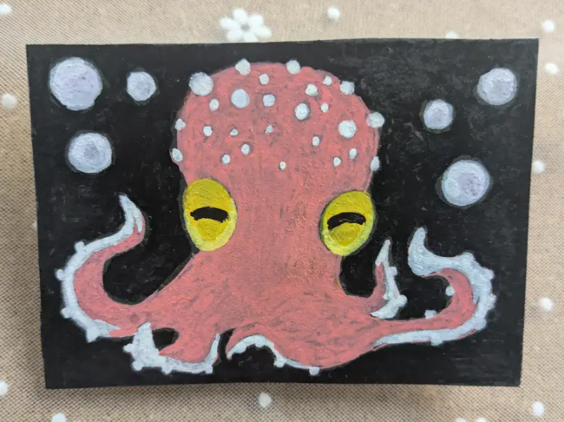 Pearl Octopus aceo art card