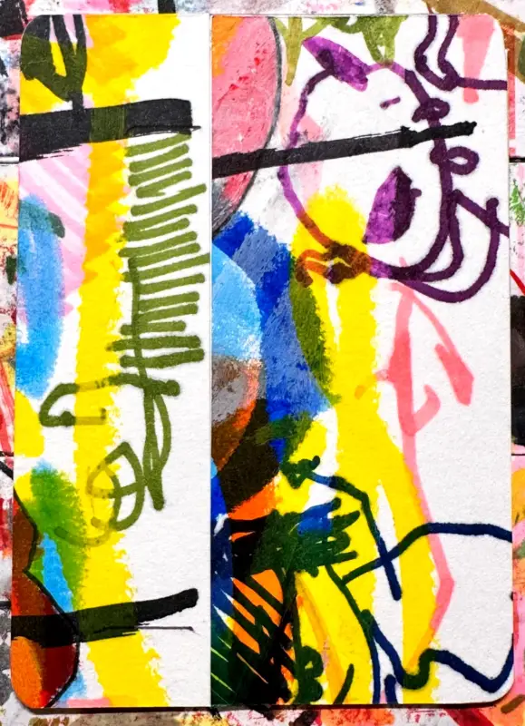 Prime Streak Abstract Collage ACEO ATC Original Art Card Mixed Media Colorful aceo art card