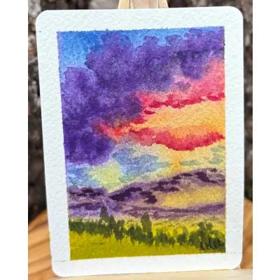 Sunset Study: Two aceo art card thumbnail 2