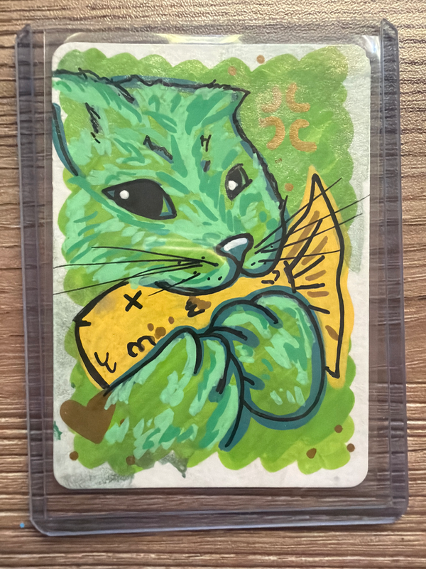 Yellow fish aceo art card