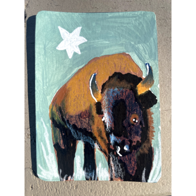 "Lone Star Buffalo" - Original ACEO by Norah Mae aceo art card thumbnail 1