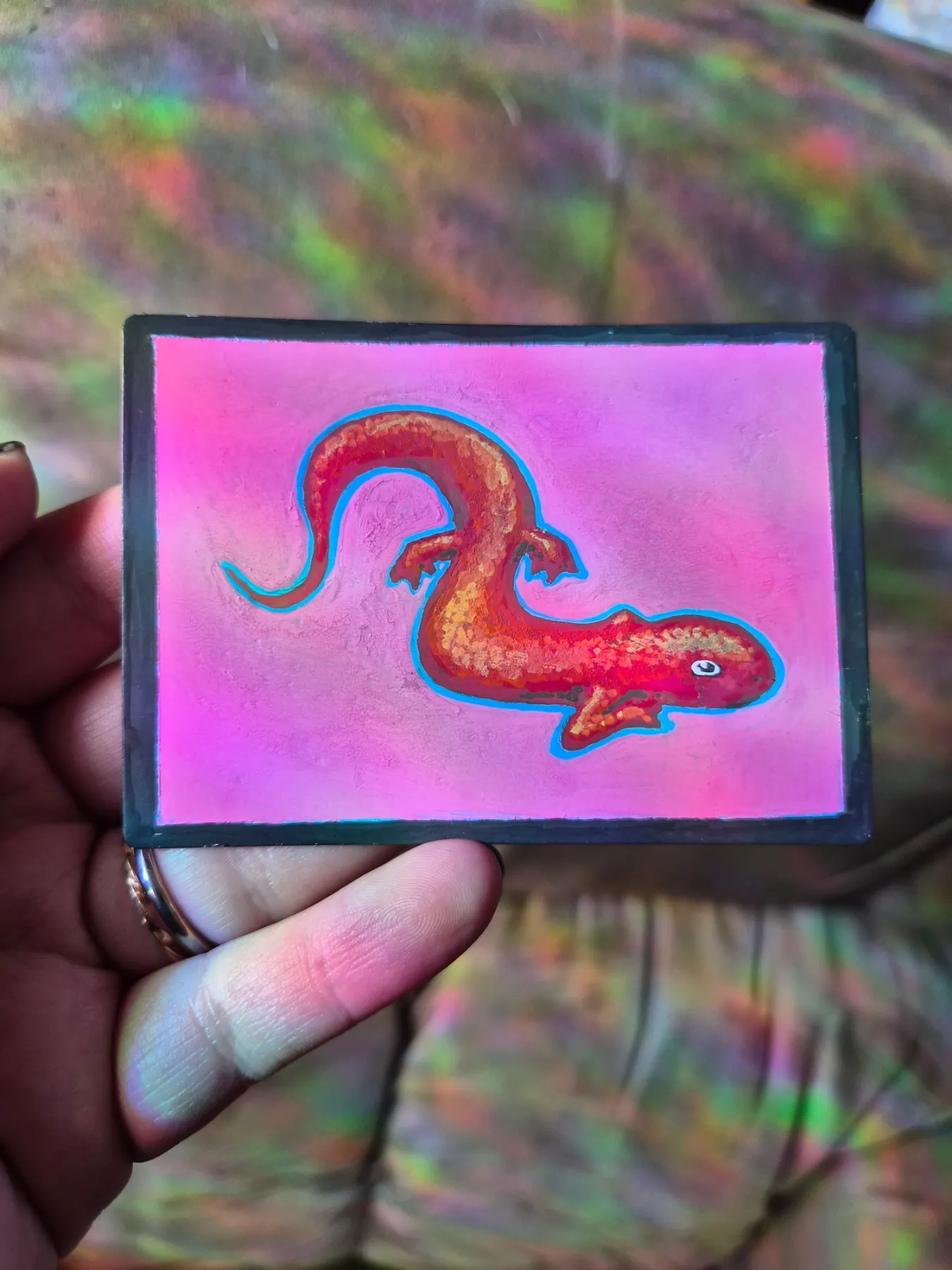 Alexander the Salamander, Amphibian, Acrylic Marker, MN_Art, ATC original ACEO aceo art card