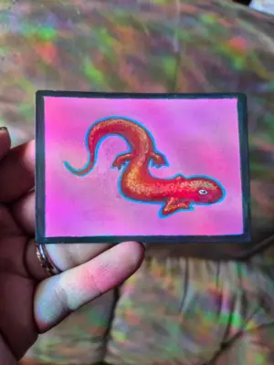 Alexander the Salamander, Amphibian, Acrylic Marker, MN_Art, ATC original ACEO aceo art card thumbnail 1