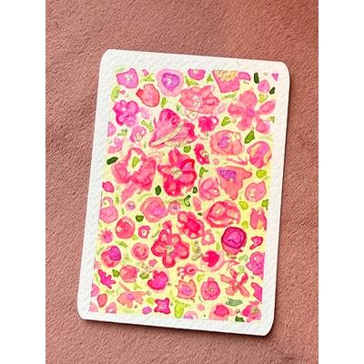 Pink Flower Explosion #2 aceo art card thumbnail 1