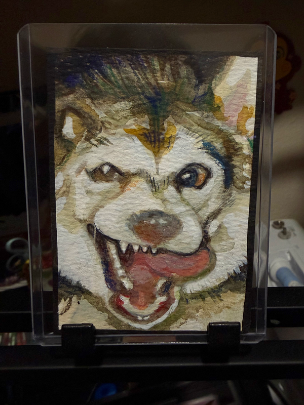 Original ACEO - “Woof!” Nokti aceo art card