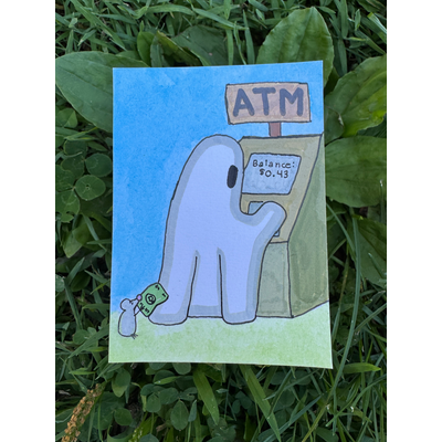 Gertrude runs Errands Series 8/8: Balance Check aceo art card thumbnail 1