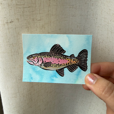Rainbow Trout aceo art card thumbnail 2