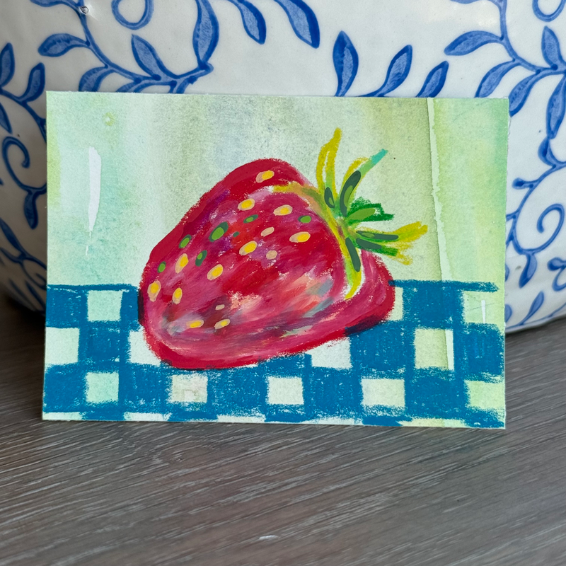Pastel Strawberry aceo art card