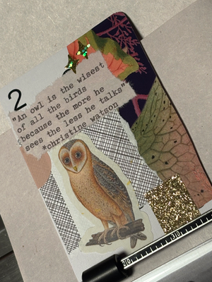 Birds & Bees #9 by Mazerzine owl quote aceo art card thumbnail 2