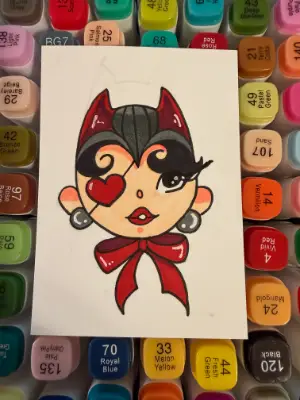 Devil Baby - Alcohol Marker - 2.25 x 3.25 IN aceo art card thumbnail 1