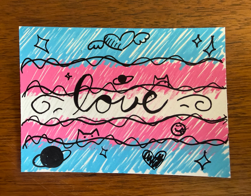 Doodle Pride: Trans aceo art card