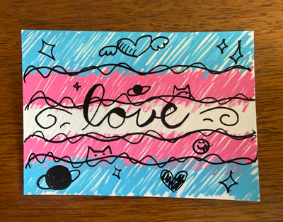 Doodle Pride: Trans aceo art card thumbnail 1