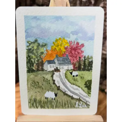 Sheep Study: Two Sheep aceo art card thumbnail 1