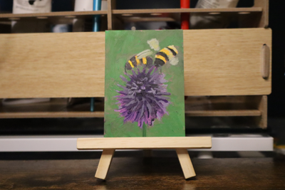 Bees + Honeysuckle aceo art card thumbnail 1