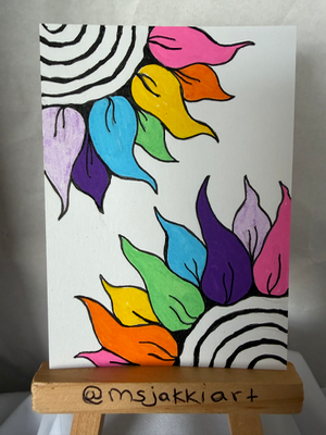 Neon Sunflowers aceo art card thumbnail 2