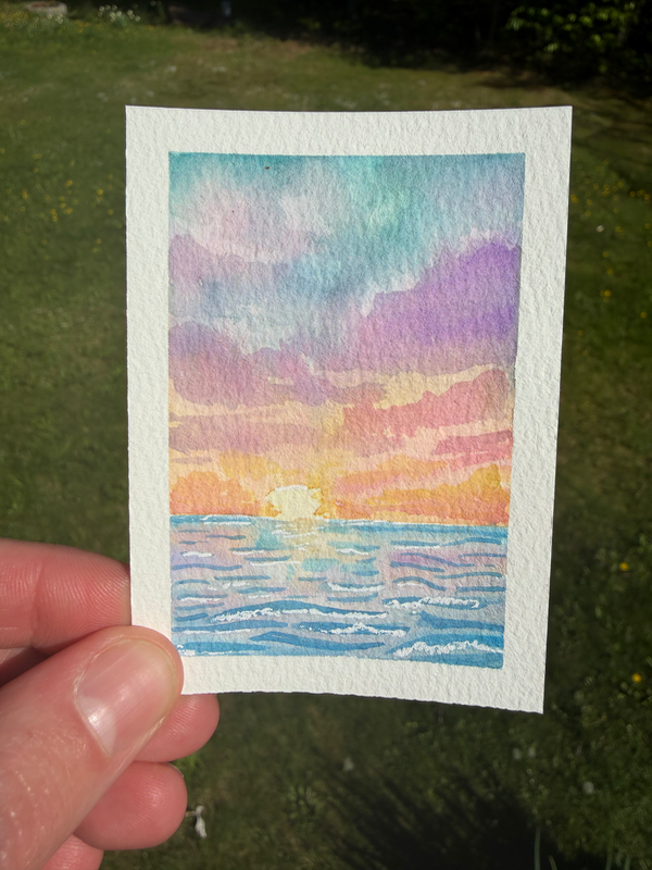 Abstract Sunset aceo art card