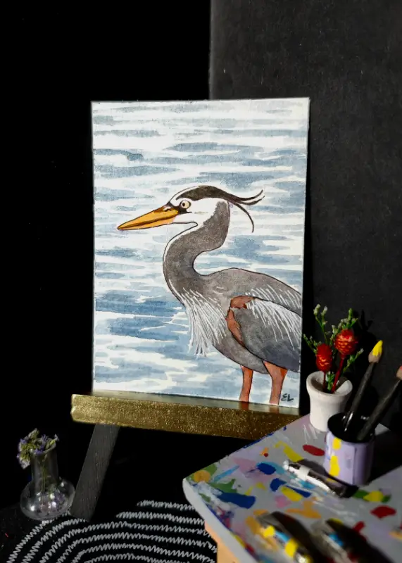 Great Blue Heron aceo art card