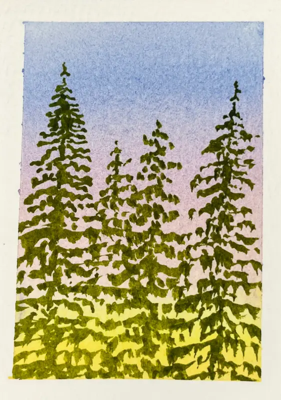 Sunset Forest aceo art card