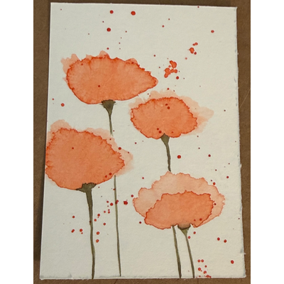 Poppy Friends — Watercolor ACEO (Original) aceo art card thumbnail 1