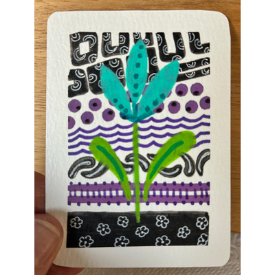 Floral on Abstract aceo art card thumbnail 2