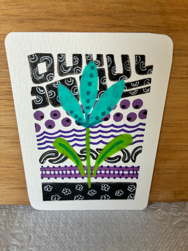 Floral on Abstract aceo art card