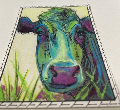 Udderly Chromatic aceo art card thumbnail 2