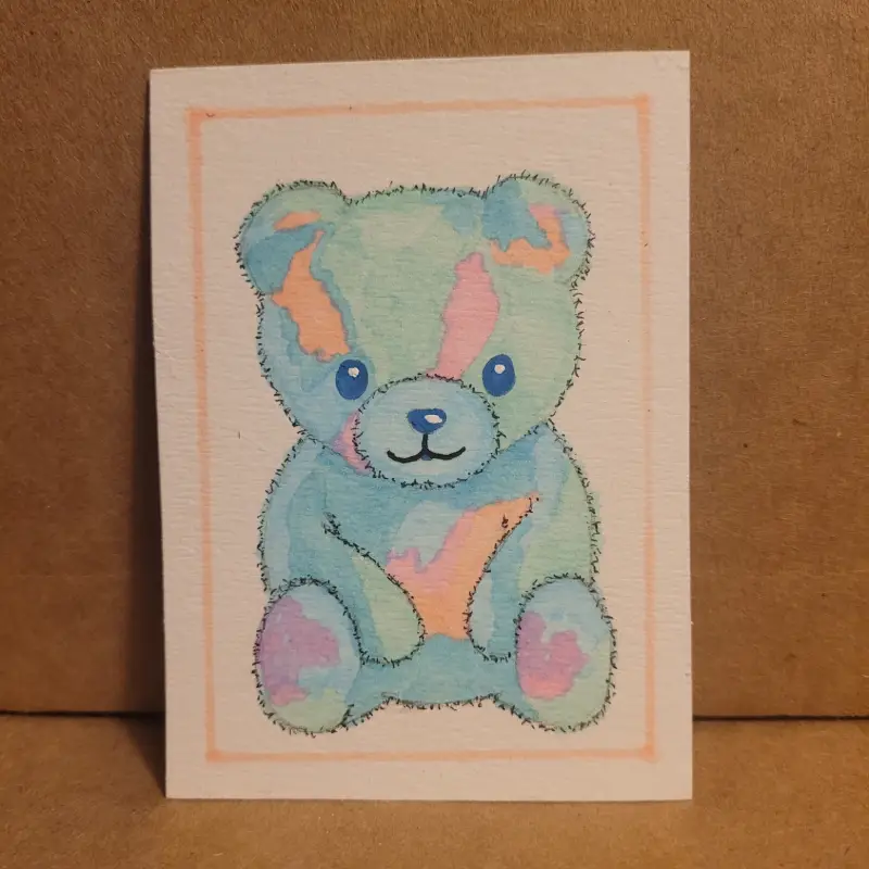 Doodle Bear aceo art card