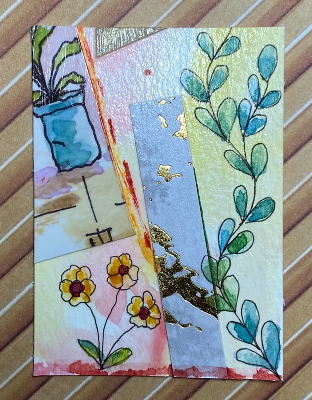Floral Collage #4 aceo art card
